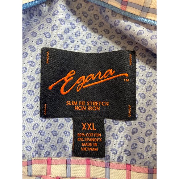 Egara Mens XXL Slim Fit Stretch Non Iron Checkered Shirt  Slim‑Fit Corpcore - Picture 3 of 6